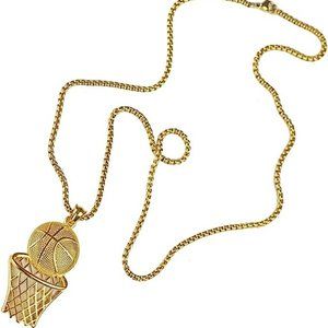 Gold Basketball Hoop‎ Rope Necklace